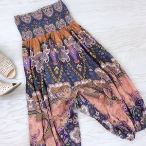 Anthropologie Pinkerton Silk Harem Pant Romper XS